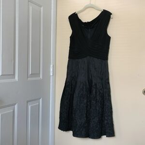 Dress Barn Black Sleeveless Dress 14 Stretch Bodice Taffeta Skirt Wedding Formal